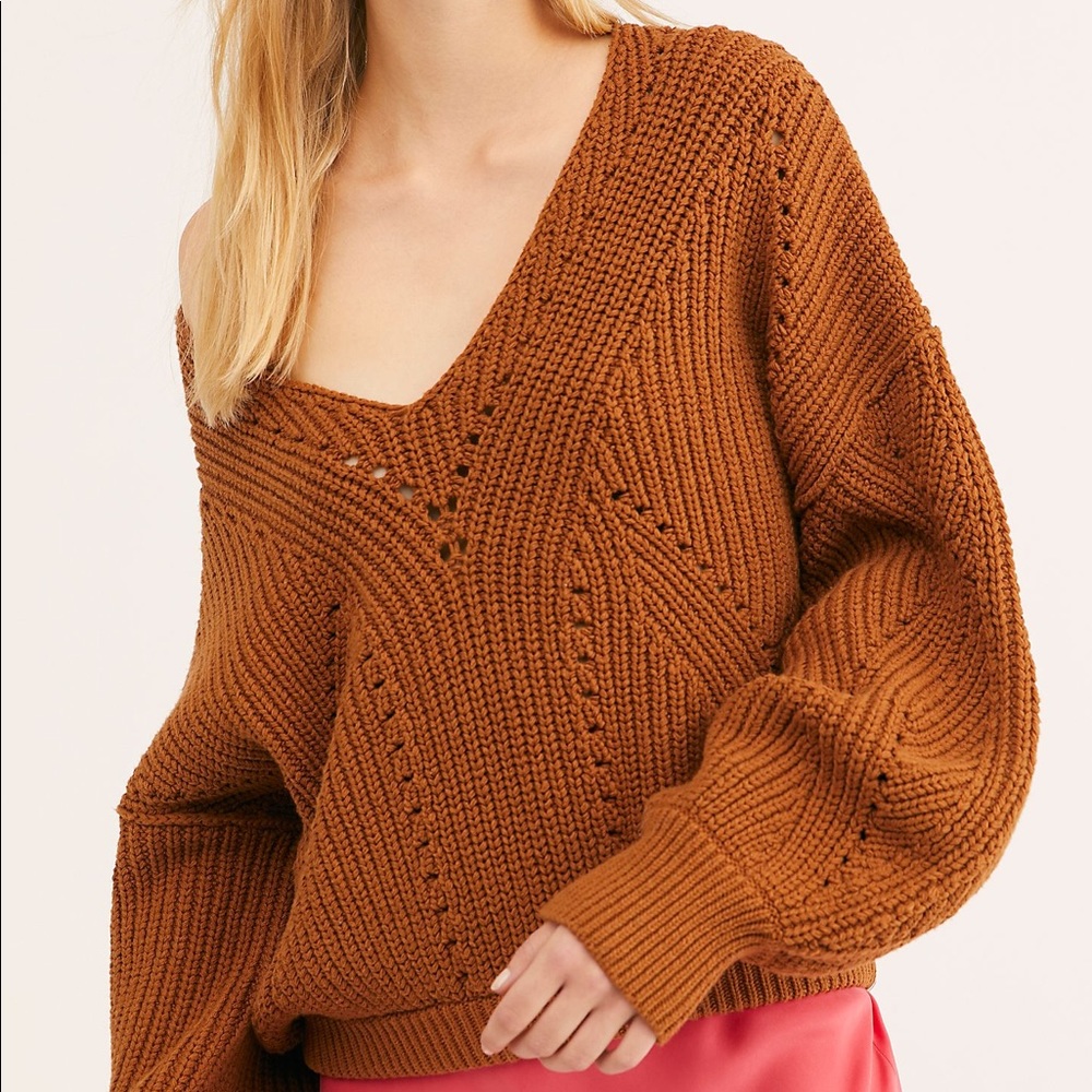New Free People All Day Long Sweater Sahara Small